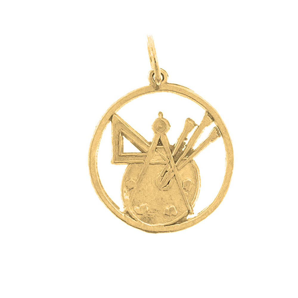 14K or 18K Gold Painters Pallet Pendant