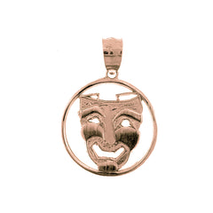 14K or 18K Gold Drama Mask, Laugh Now Pendant