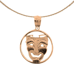 14K oder 18K Gold Drama Mask, Laugh Now Anhänger