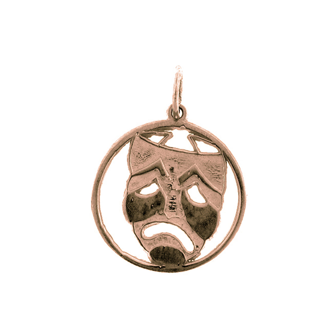 14K or 18K Gold Drama Mask, Cry Later Pendant