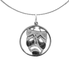 Máscara de drama de oro de 14K o 18K, colgante Cry Later