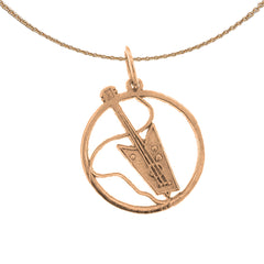 14K oder 18K Gold E-Gitarre Anhänger