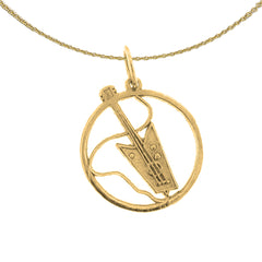 14K oder 18K Gold E-Gitarre Anhänger