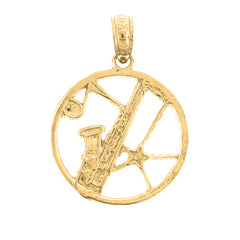14K or 18K Gold Saxophone Pendant
