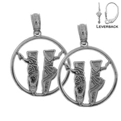 Sterling Silver 20mm Ballerina Shoes Earrings (White or Yellow Gold Plated)