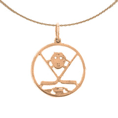 14K or 18K Gold Hockey Mask, Sticks, And Puck Pendant