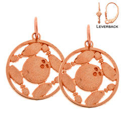 14K or 18K Gold Bowling Ball And Pins Earrings