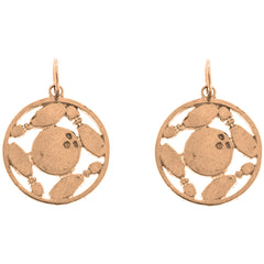 14K or 18K Gold 20mm Bowling Ball And Pins Earrings