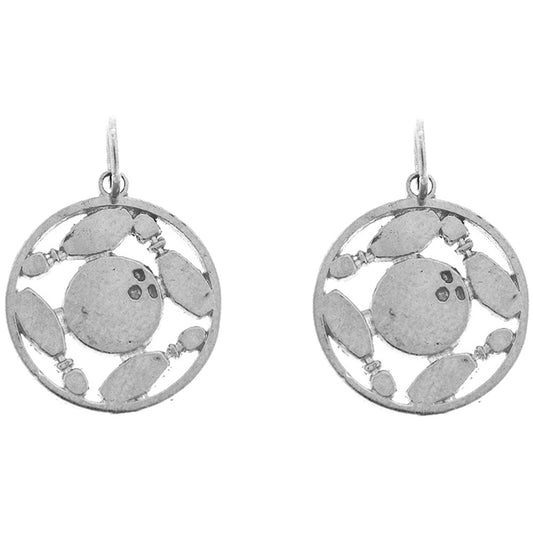 Sterling Silver 20mm Bowling Ball And Pins Earrings