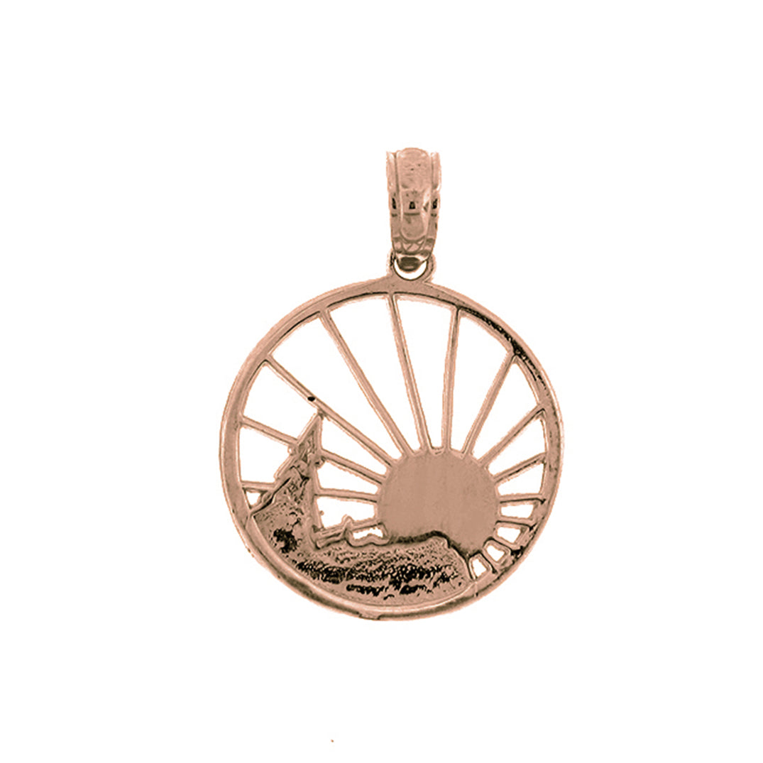 14K or 18K Gold Sun, Scenery Pendant