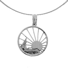 14K or 18K Gold Sun, Scenery Pendant