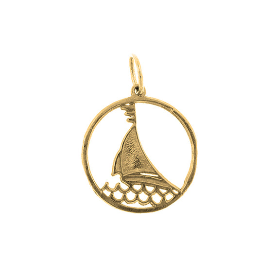14K or 18K Gold Sailing, Sailboat Pendant