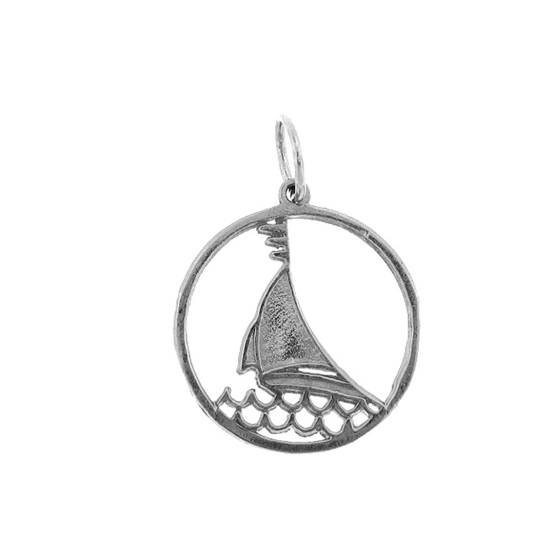 14K or 18K Gold Sailing, Sailboat Pendant
