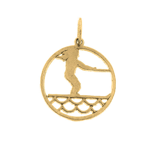 14K or 18K Gold Surfer Pendant