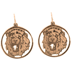 14K or 18K Gold 20mm Lion Earrings
