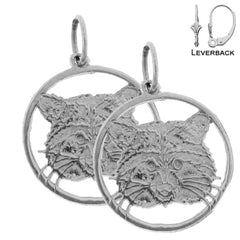 Sterling Silver 20mm Raccoon Earrings (White or Yellow Gold Plated)