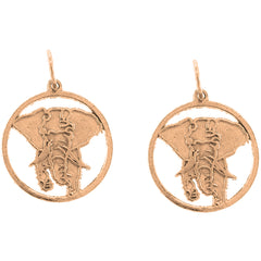14K or 18K Gold 20mm Elephant Earrings
