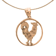 14K or 18K Gold Rooster Pendant
