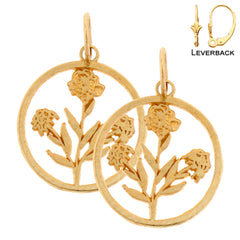 Sterling Silver 20mm Rose Bush Earrings (White or Yellow Gold Plated)