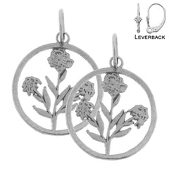 Sterling Silver 20mm Rose Bush Earrings (White or Yellow Gold Plated)