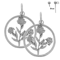 Sterling Silver 20mm Rose Bush Earrings (White or Yellow Gold Plated)