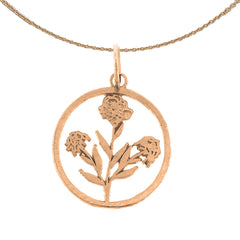 14K oder 18K Gold Rosenbusch Anhänger