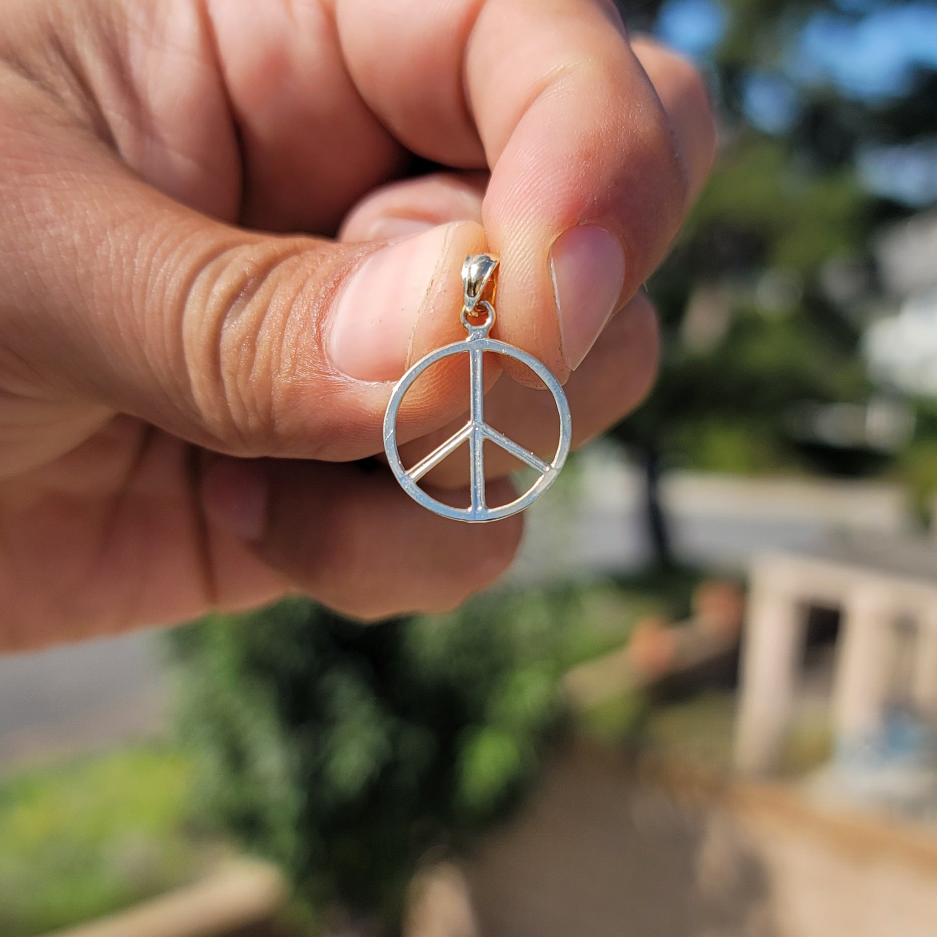 14K or 18K Gold Peace Sign Pendant