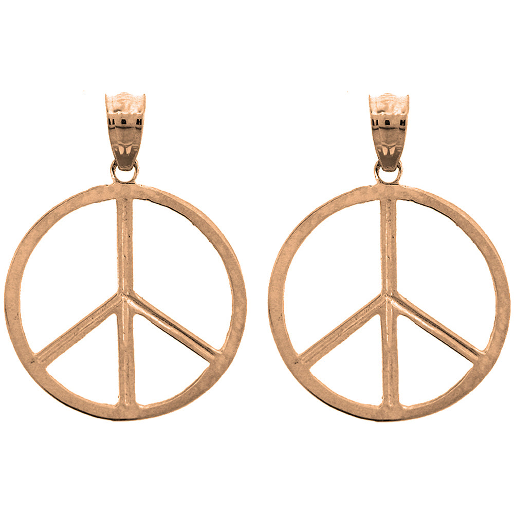 14K or 18K Gold 22mm Peace Sign Earrings
