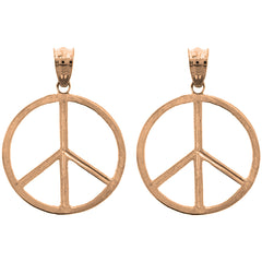 14K or 18K Gold 22mm Peace Sign Earrings