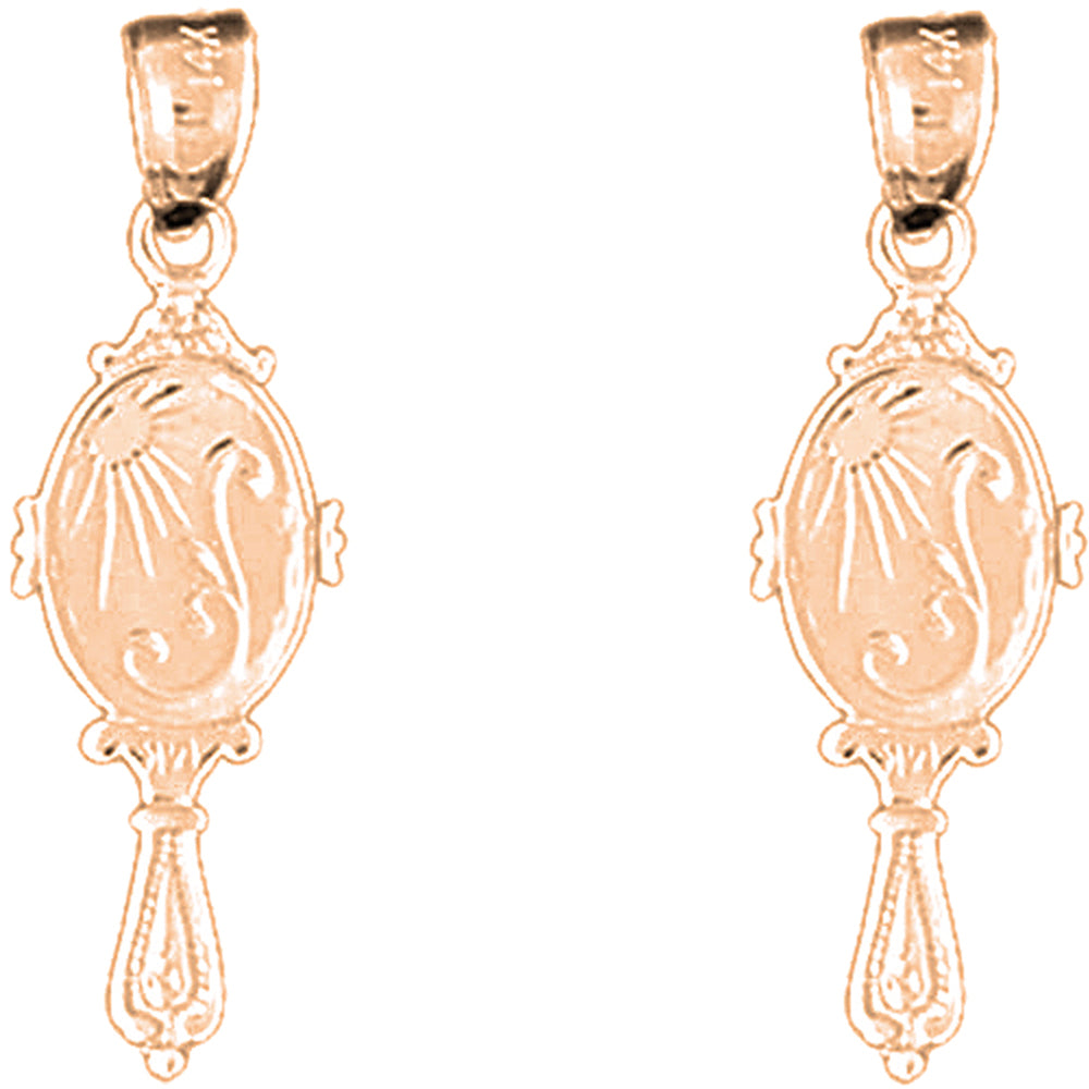 14K or 18K Gold 29mm 3D Vanity Mirror Earrings