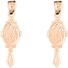 14K or 18K Gold 29mm 3D Vanity Mirror Earrings