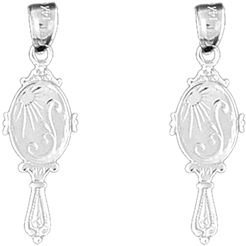 Sterling Silver 29mm 3D Vanity Mirror Earrings