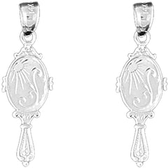 Sterling Silver 29mm 3D Vanity Mirror Earrings