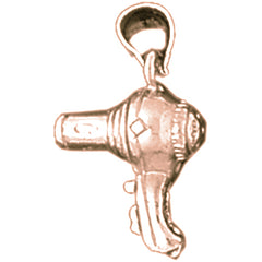 10K, 14K or 18K Gold 3D Blow Dryer Pendant