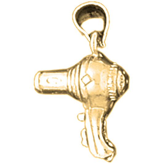 10K, 14K or 18K Gold 3D Blow Dryer Pendant
