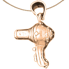 10K, 14K or 18K Gold 3D Blow Dryer Pendant