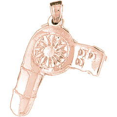 10K, 14K or 18K Gold Blow Dryer Pendant