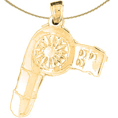 10K, 14K or 18K Gold Blow Dryer Pendant