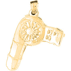 10K, 14K or 18K Gold Blow Dryer Pendant