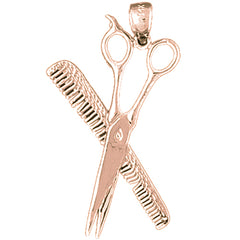 14K or 18K Gold Scissors And Comb Pendant