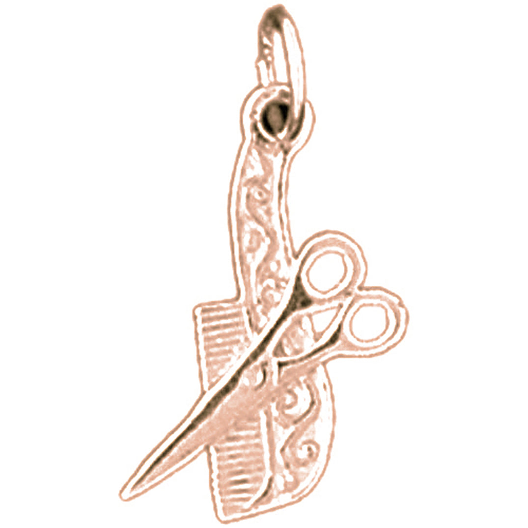 14K or 18K Gold Scissors And Comb Pendant