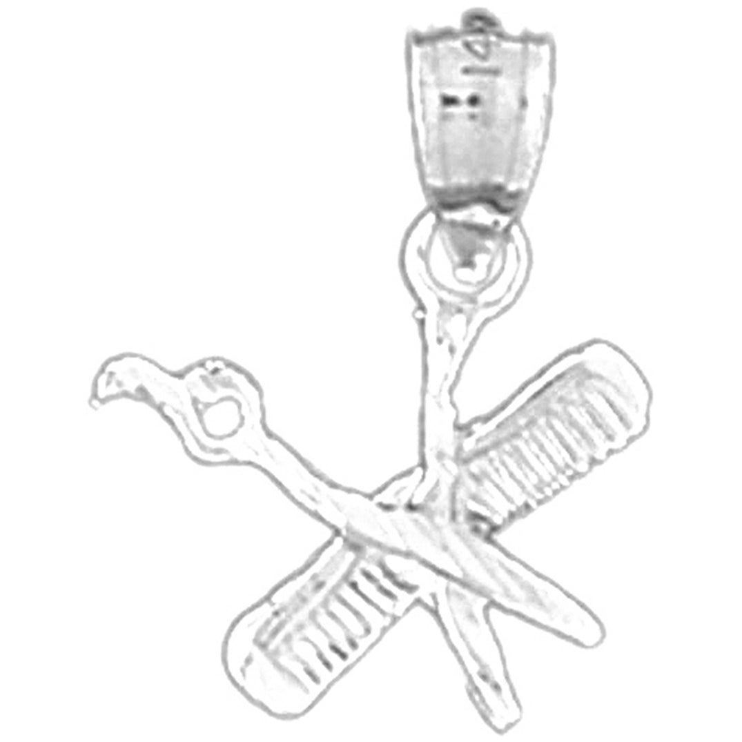 14K or 18K Gold Scissors And Comb Pendant