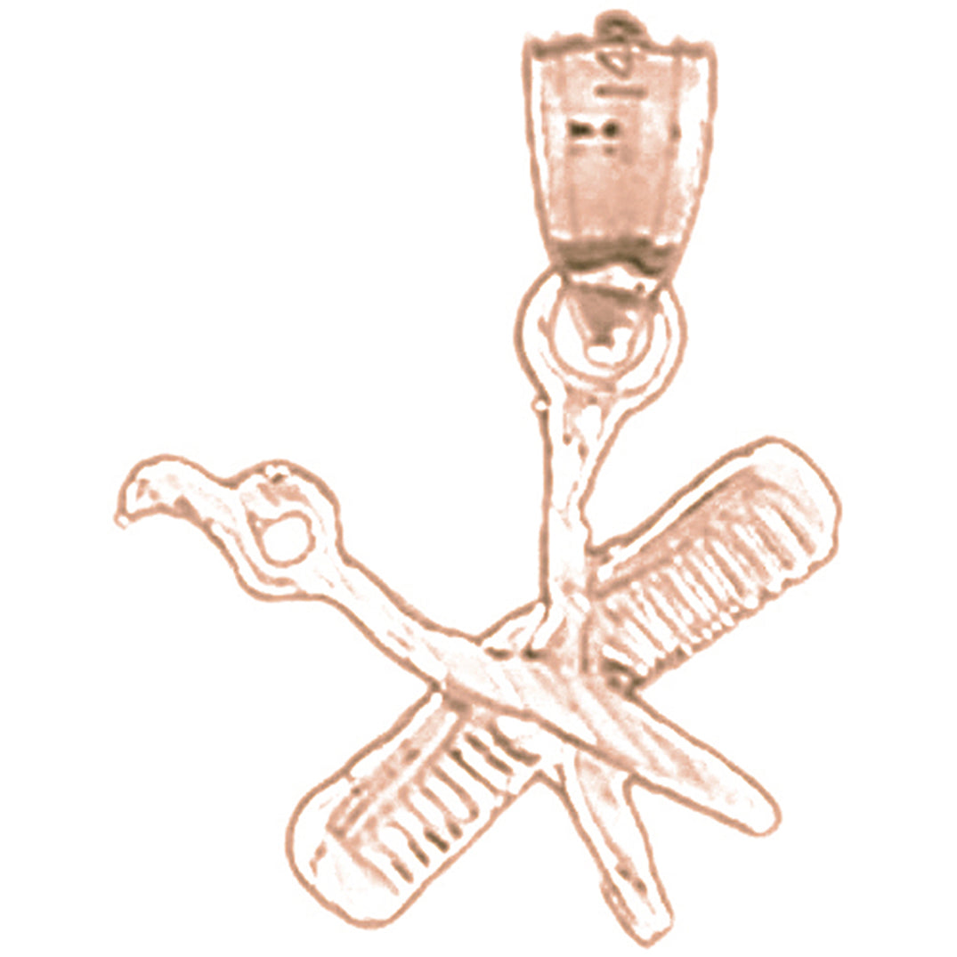 14K or 18K Gold Scissors And Comb Pendant