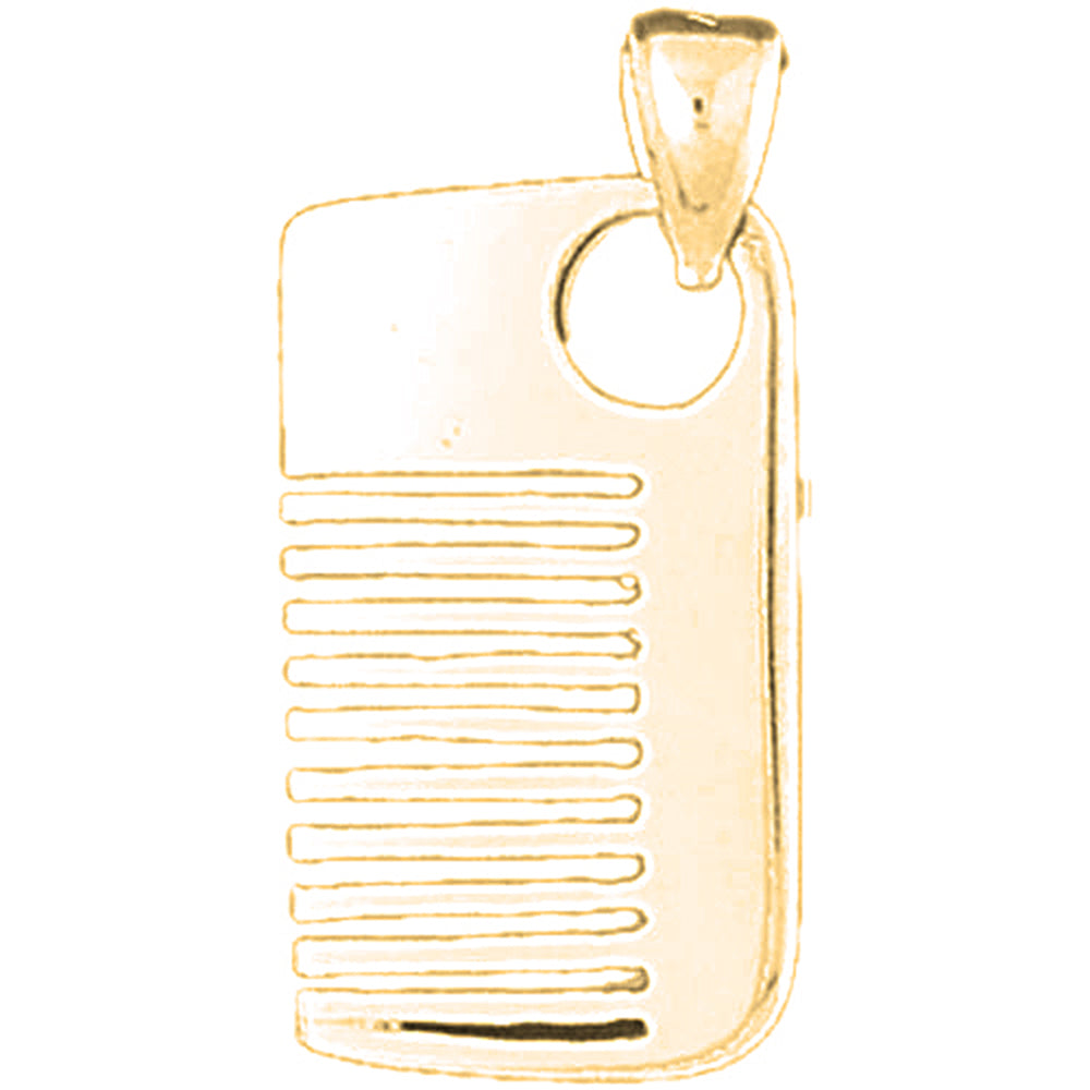 10K, 14K or 18K Gold 3D Comb Pendant