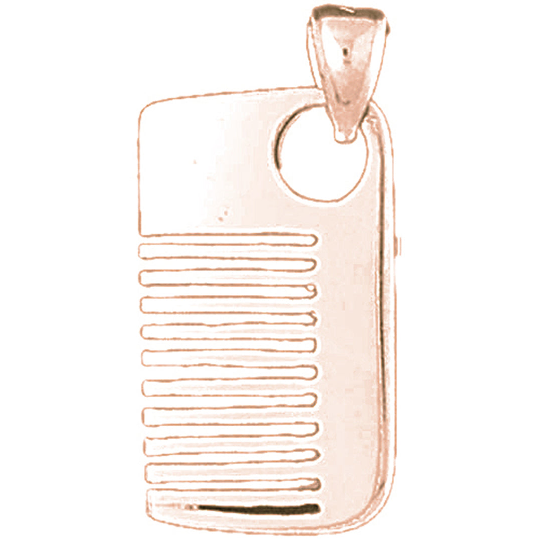 10K, 14K or 18K Gold 3D Comb Pendant