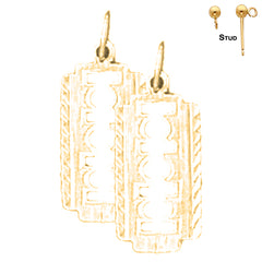 Sterling Silver 21mm Shaving Razor Blade Earrings (White or Yellow Gold Plated)