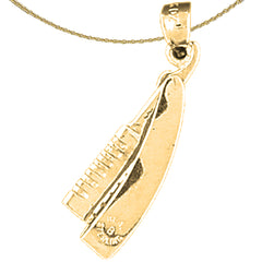 10K, 14K or 18K Gold 3-D, Moveable Straight Razor Pendant