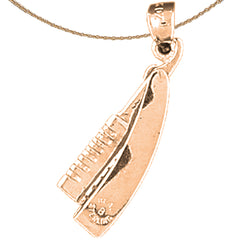 10K, 14K or 18K Gold 3-D, Moveable Straight Razor Pendant