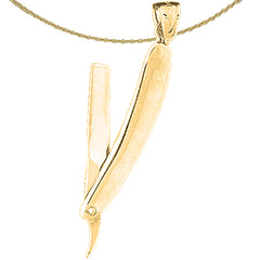 10K, 14K or 18K Gold 3-D, Moveable Straight Razor Pendant