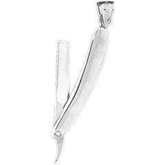 10K, 14K or 18K Gold 3-D, Moveable Straight Razor Pendant